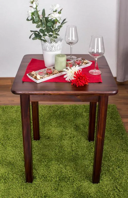 Esstisch Esszimmertisch 60x60 cm Kiefer massiv, Farbe: Nuss Abbildung
