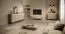 Kommode | Farbe: Bolivar Natur / Cappuccino | 3 Drehtüren | 8 Fächer | Push-to-open Funktion | inkl. LED-Beleuchtung | 204 x 40 x 85 cm | Sideboard