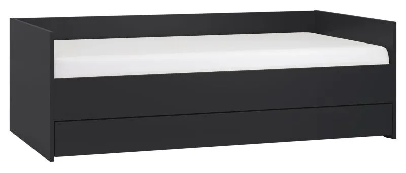Einzelbett / Gästebett, Farbe: Schwarz - Liegefläche: 90 x 200 cm (B x L)