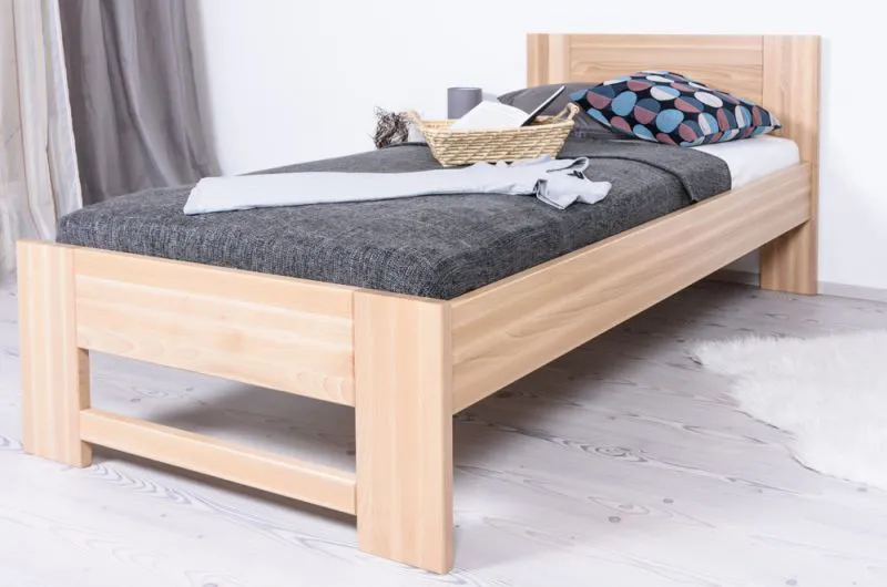 Einzelbett / Gästebett Buche massiv Vollholz natur 111, inkl. Lattenrost - Abmessung 100 x 200 cm