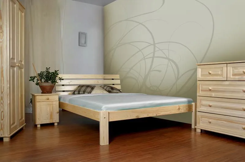 Massivholzbett Kiefer 160 x 200 cm Natur Abbildung