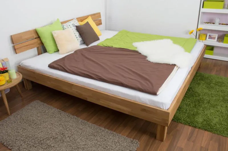 Eiche Massivholz Bettgestell 200 x 200 cm geölt Abbildung