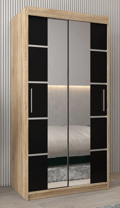 100 cm breiter Kleiderschrank mit 5 Fächern und 2 Türen | Farbe: Sonoma Eiche Abbildung