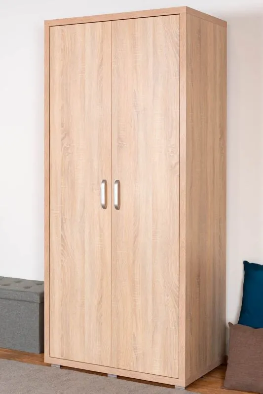 Drehtürenschrank / Kleiderschrank Kerowagi 10, Farbe: Sonoma Eiche - Abmessungen: 200 x 90 x 55 cm (H x B x T)