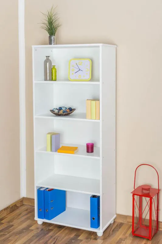 Regal - 80 cm breit, Kiefer Holz-Massiv, Farbe: Weiß Abbildung