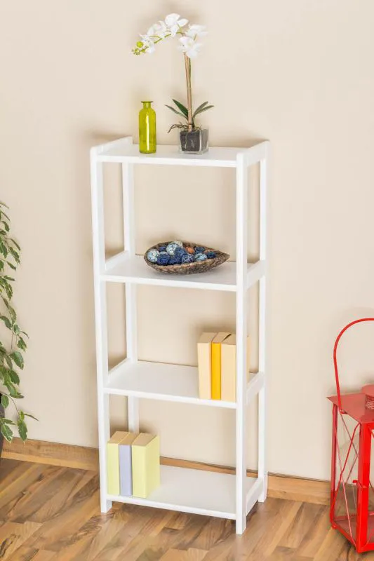 Bücherregal - 50 cm breit, Kiefer Holz-Massiv, Farbe: Weiß Abbildung