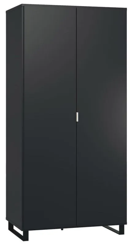 93 cm breiter Kleiderschrank mit 2 Türen | Farbe: Schwarz Abbildung