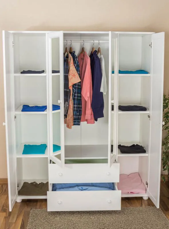 Kleiderschrank, Breite: 162 cm, Farbe: Weiß Abbildung