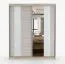1,8 Meter breiter Schiebetürenschrank / Kleiderschrank mit Spiegel Seide / Eiche | Gorski 09 | 218 x 183 x 61 cm | 2 Türen | 6 Fächer | eckig