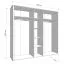 Kleiderschrank | 5-türig | Farbe: Kaschmir | 1 Spiegeltür | Maße: 224,5 x 56 x 210,5 cm | 2 Kleiderstangen | 7 Fächer | ABS-Kanten | Griffe & Beine: Metall