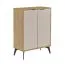 Schlichte Kommode | Eiche Cremona / Beige | Metallgriffe | 4 Fächer | 68,5 x 35 x 95 cm | 2 Einlegeböden | 2 Türen | für Wohnzimmer