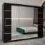 250 cm breiter Kleiderschrank mit 3 Türen | 10 Fächer | Farbe: Schwarz Abbildung