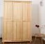 Massivholz-Kleiderschrank, Farbe: Natur 190x133x60 cm Abbildung