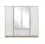 Kleiderschrank mit Spiegel, Farbe: Weiß / Eiche - Abmessungen: 190 x 200 x 56 cm (H x B x T) Abbildung