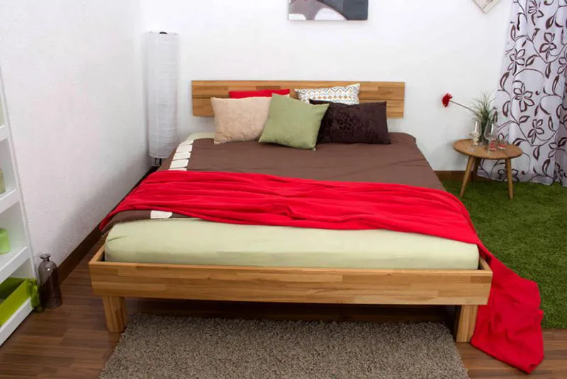 Massivholz Bettgestell Eiche 160 x 200 cm geölt Abbildung