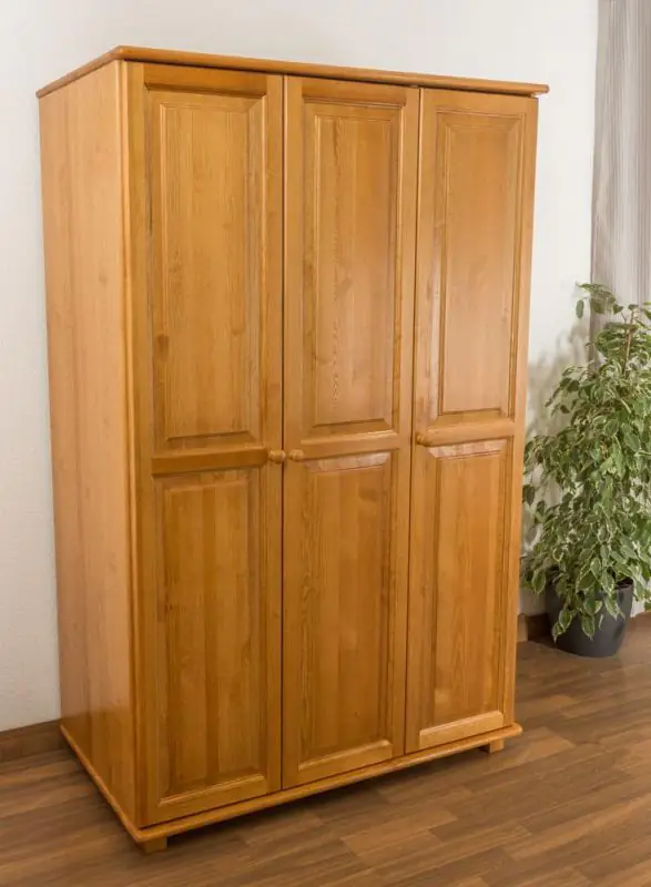 Massivholz-Kleiderschrank Kiefer, Farbe: Erle 190x120x60 cm Abbildung