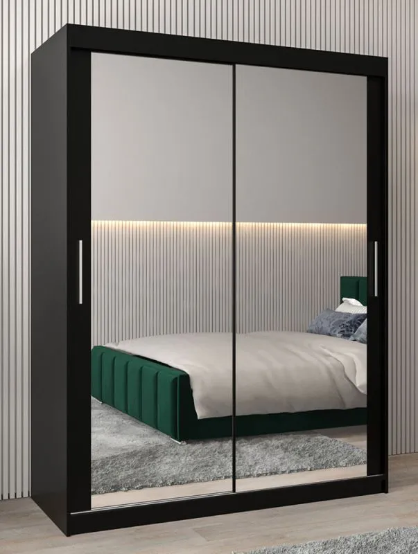 150 cm breiter Kleiderschrank mit 5 Fächern und 2 Türen | Farbe: Schwarz Abbildung