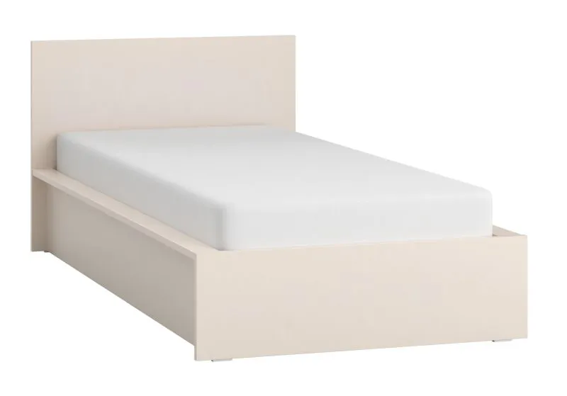 Einzelbett / Gästebett | Farbe: Beige | inkl. Hublift Lattenrost | für Erholsamen Schlaf | Liegefläche: 90 x 200 cm | mit Kopfteil | minimalistisches Design