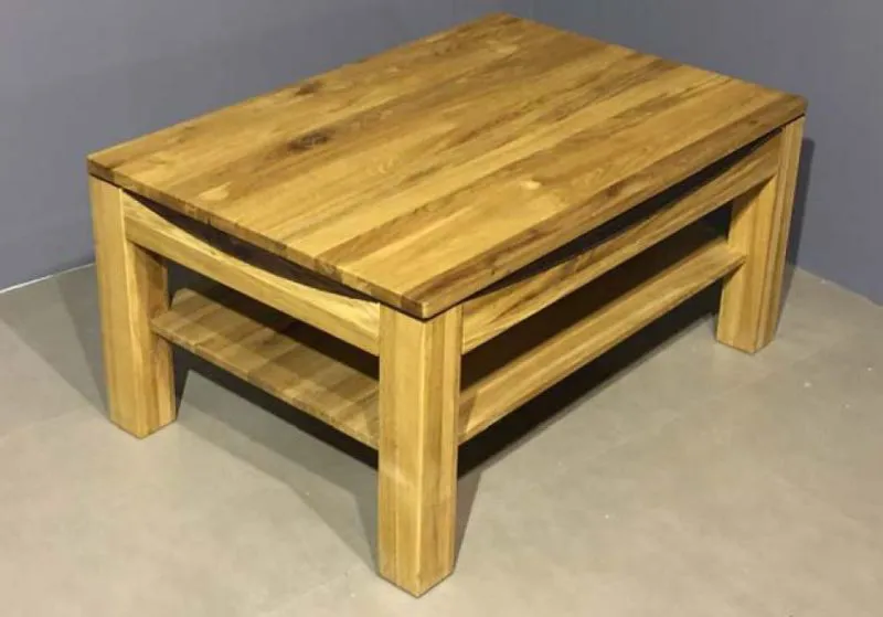 Massivholz Couchtisch Loungetisch Eiche Bio geölt 47x100x70 cm, Wohnzimmertisch Beistelltisch Clubtisch massiv Abbildung