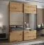 Kleiderschrank / Schiebetürenschrank | 11 Fächer | 2 Kleiderstangen | Spiegel | Soft-Close | 245,5 x 200 x 64 cm | Farbe: Eiche Artisan | 2 Schiebetüren