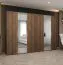 Kleiderschrank mit zwei Spiegeltüren | Farbe: Walnuss | Soft-Close-Funktion | vier Kleiderstangen | 3 Meter breit | Griffe: Silber | Drehtürenschrank