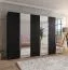 Drehtürenschrank | 3 Spiegeltüren | Farbe: Schwarz | Soft-Close | 3 Fächer | 3 Kleiderstangen | Griffe: Schwarz | Maße: 300 x 52 x 202 cm | Kleiderschrank