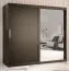 Eleganter Kleiderschrank mit einer Spiegeltür Liskamm 44, Farbe: Schwarz matt - Abmessungen: 200 x 200 x 62 cm (H x B x T), mit 10 Fächern und zwei Kleiderstangen