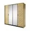 Schlichter Kleiderschrank mit zwei Spiegeltüren Damous 01, Farbe: Eiche Scandi / Schwarz - Abmessungen: 210 x 223 x 60 cm (H x B x T)