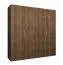 Kleiderschrank / Drehtürenschrank | Farbe: Walnuss | Griffe: Gold | zwei Fächer | 2 Meter breit | zwei Kleiderstangen | Soft-Close-Funktion | vier Türen