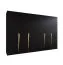 Drehtürenschrank / Kleiderschrank | Farbe: Schwarz | 4 Fächer | 3 Meter breit | Griffe: Gold | 4 Kleiderstangen | Soft-Close-Funktion | Maße: 300 x 52 x 202 cm