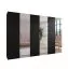 Kleiderschrank | 3 Spiegeltüren | 3 Fächer | Farbe: Schwarz | 3 Kleiderstangen | Griffe: Kaschmir | Maße: 300 x 52 x 202 cm | Soft-Close-Funktion