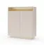 Kommode | Farbe: Beige / Eiche Cremona | 2 Drehtüren | inkl. LED-Beleuchtung | 7 Fächer | 103 x 40 x 119 cm | Push-to-open Funktion | Highboard | ABS-Kanten