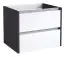 Waschtischunterschrank Kolkata 06 mit Siphonausschnitt, Farbe: Weiß glänzend / Eiche Schwarz - 50 x 60 x 46 cm (H x B x T)