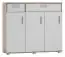 Kommode Kavieng 01, Farbe: Eiche / Weiß - Abmessungen: 110 x 125 x 40 cm (H x B x T)