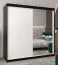 Schiebetürenschrank / Kleiderschrank Bisaurin 5C mit Spiegel, Farbe: Schwarz / Weiß matt - Abmessungen: 200 x 200 x 62 cm ( H x B x T)