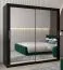 Schiebetürenschrank / Kleiderschrank Bisaurin 5D mit Spiegel, Farbe: Schwarz - Abmessungen: 200 x 200 x 62 cm ( H x B x T)