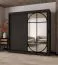 Kleiderschrank | Schwarz Matt | Spiegeltür | Moderne Details | 200 x 62 x 200 cm | Schiebetürenschrank | 10 Fächer | 2 Kleiderstangen | hochwertig Verarbeitet