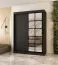 Schiebetürenschrank / Kleiderschrank | Schwarz Matt | 5 Fächer | 2 Kleiderstangen | 150 x 62 x 200 cm | dekorative Spiegeltür | für Schlafzimmer