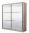 Spiegelschiebetürenschrank / Kleiderschrank mit einer Kleiderstange Panevo 04, Farbe: Eiche Grau, sechs Fächer, einfaches und modernes Design, Maße: 215,5 x 213 x 60 cm