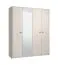 Kleiderschrank | 1 Spiegeltür | Farbe: Kaschmir | 4-türig | Drehtürenschrank | 2 Kleiderstangen | Maße: 179,5 x 56 x 210,5 cm | Griffe: Schwarz | 2 Fächer