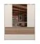 Kleiderschrank mit Spiegel Papauta 06, Farbe: Kaschmir / Eiche dunkel - Abmessungen: 226 x 187 x 60 cm (H x B x T)