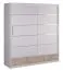 Kleiderschrank | 2 Schiebetüren | 3 Schubladen | 5 Fächer | mit Kleiderstange | 200 cm breit | Farbe: Eiche / Weiß Abbildung