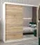 200 cm breiter Schiebetürenschrank mit 2 Türen | 10 Fächer | 2 Kleiderstangen | Farbe: Sonoma Eiche / Weiß Abbildung
