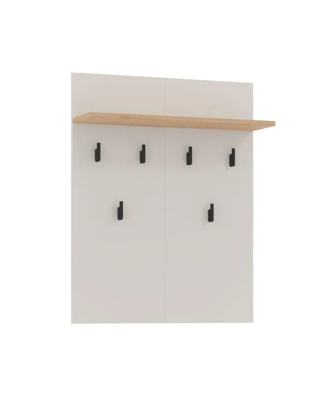 Garderobe mit sechs Haken Venac 06, Farbe: Eiche Artisan / Kaschmir, eine Ablagefläche, ABS-Kanten, Maße: 83 x 66 x 19,5 cm, für Vorraum