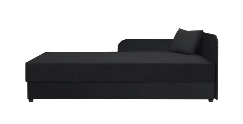 Bequemes Gästebett / Tagesbett mit genügend Stauraum Lobatos 62, Farbe: Schwarz, Kopfteil rechts, Liegefläche: 80 x 195 cm, inkl. Kissen, Sofa-Bett