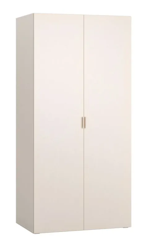 Drehtürenschrank / Kleiderschrank | Farbe: Beige | Griffe: Beige | 1 Kleiderstange | 7 Fächer | inkl. LED-Beleuchtung mit Sensor | Soft-Close-Funktion
