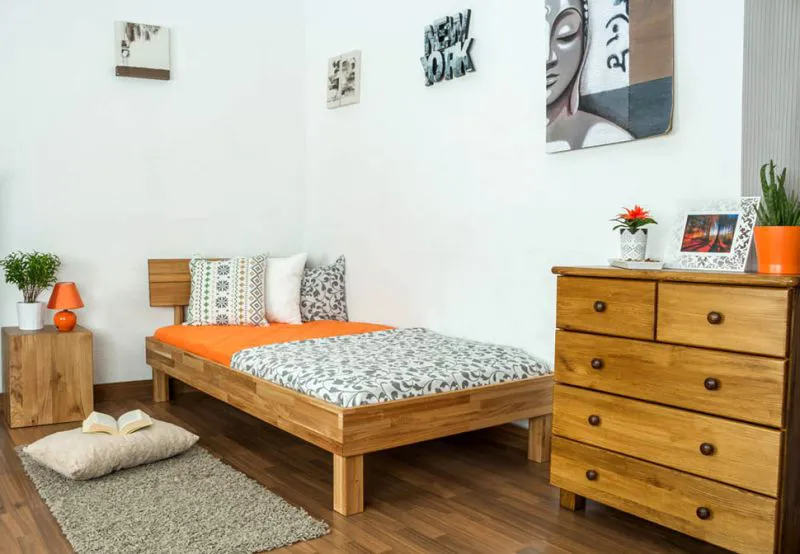Eiche Bett 100 x 200 cm geölt Abbildung