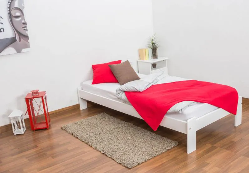 Weißes Kiefer Bett 90 x 200 cm Weiß Abbildung