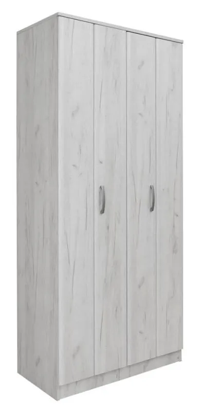1 Meter breiter Kleiderschrank mit 2 Türen | Farbe: Weiß Abbildung