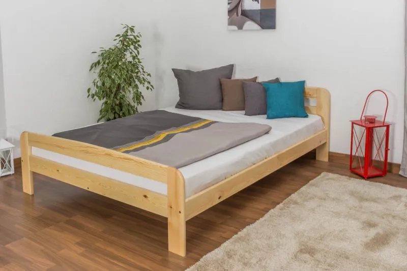 Doppelbett / Gästebett Kiefer Vollholz massiv natur A6, inkl. Lattenrost - Abmessung 160 x 200 cm